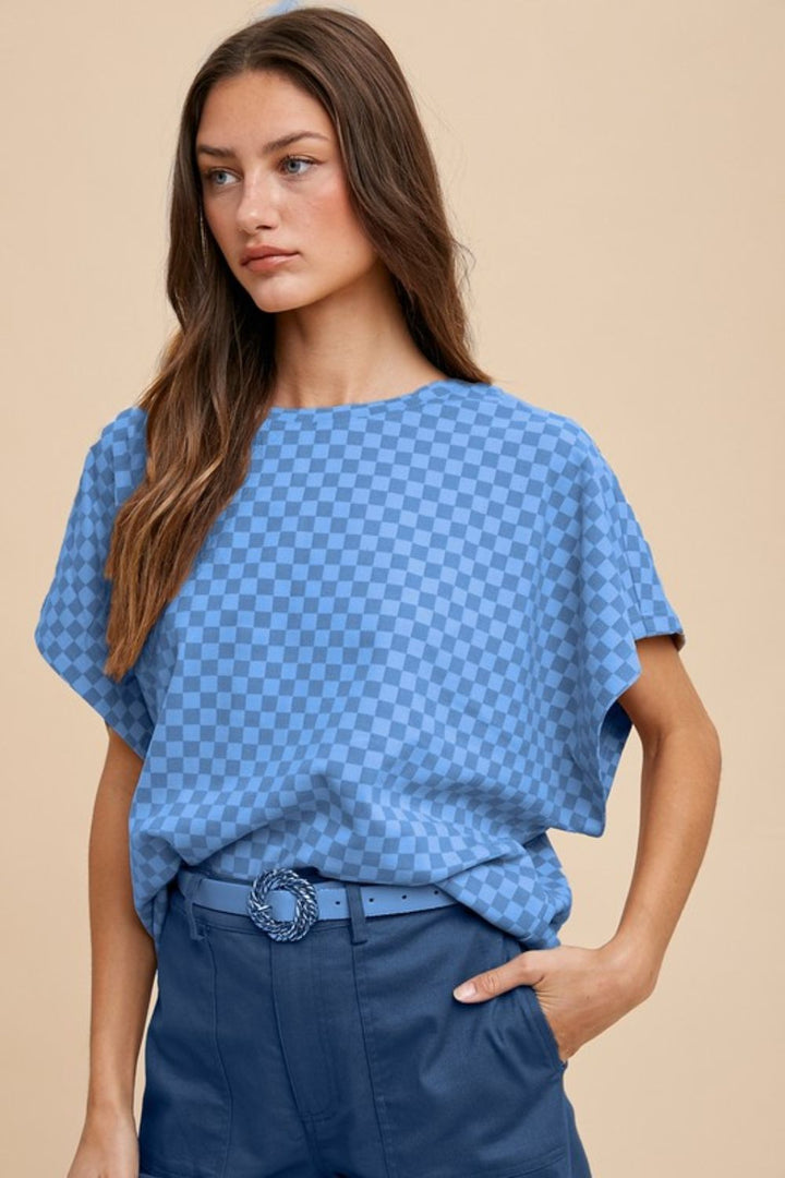 Annie Wear Checkered Top In In Blue