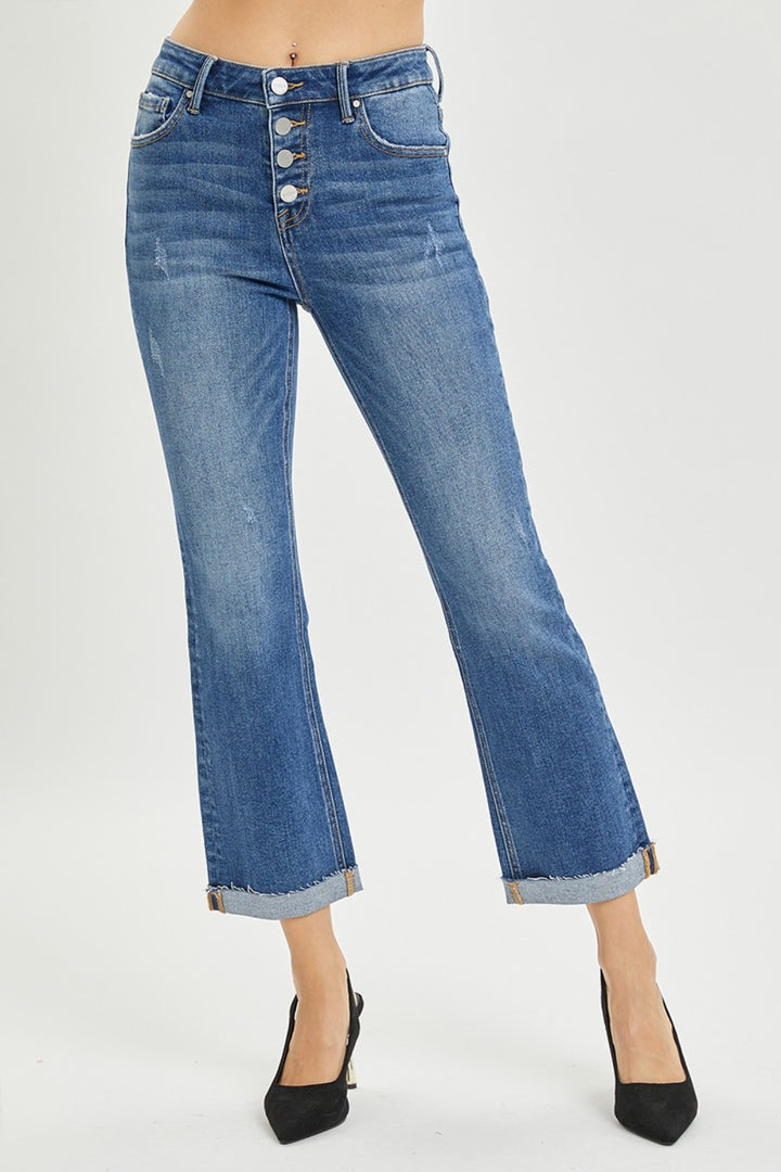 RISEN Beth Button Fly Cropped Bootcut Jeans