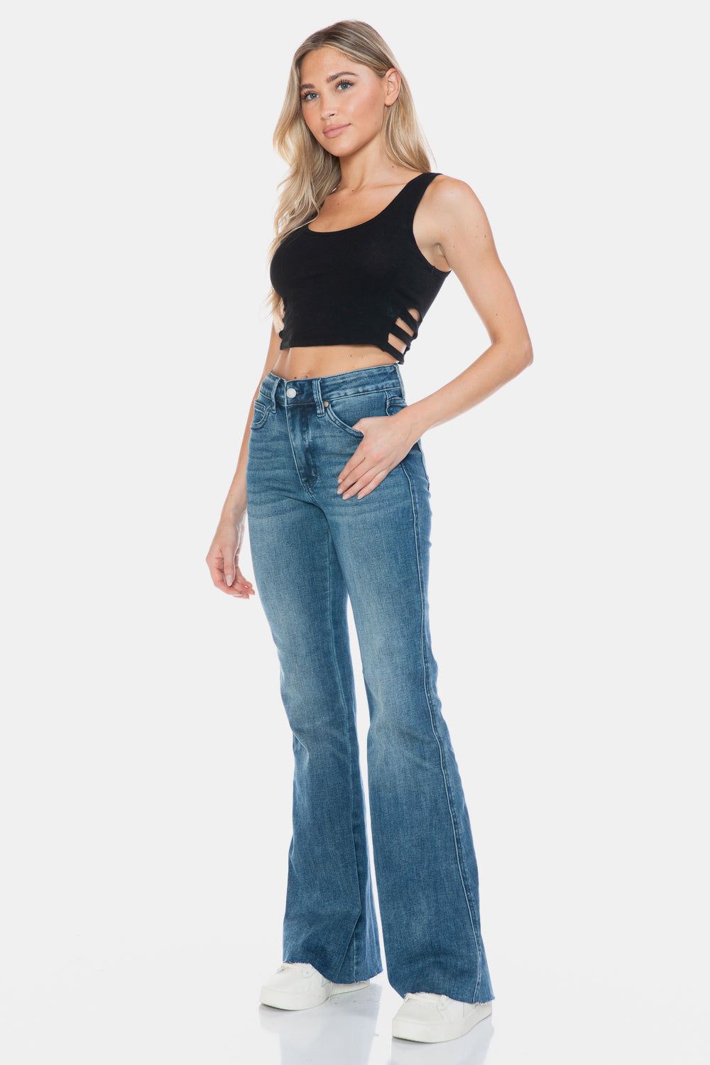 Judy Blue Sarah Tummy Control Cut Hem Flare Jeans