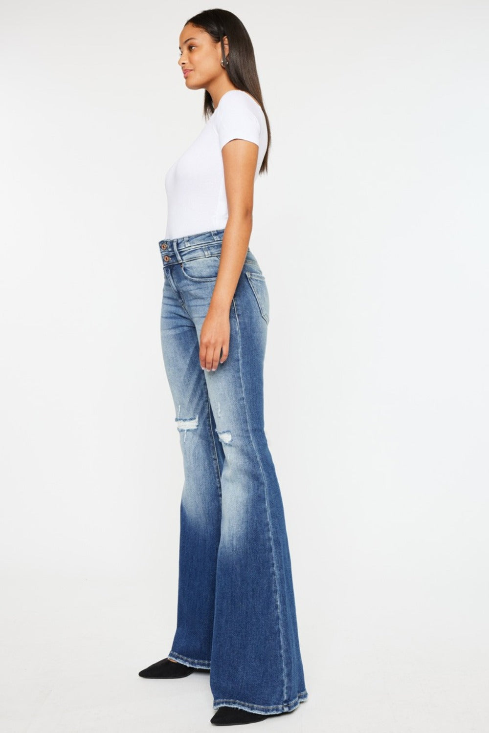 Kancan Andrea High Rise Wide Waistband Flare Jeans