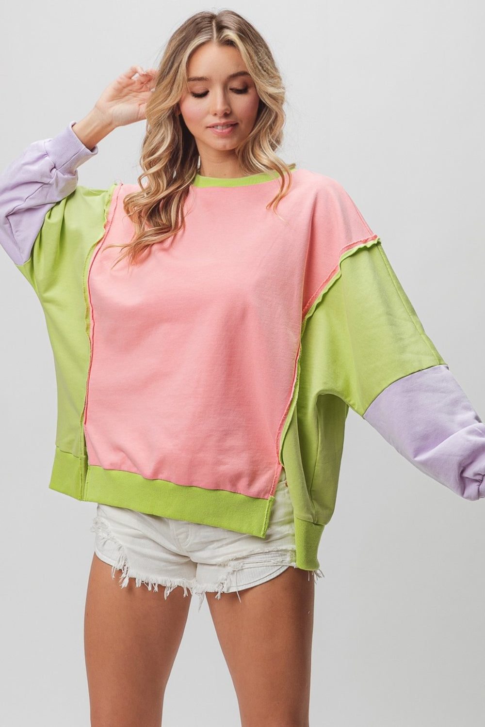Color Cascade Sweatshirt In Lime