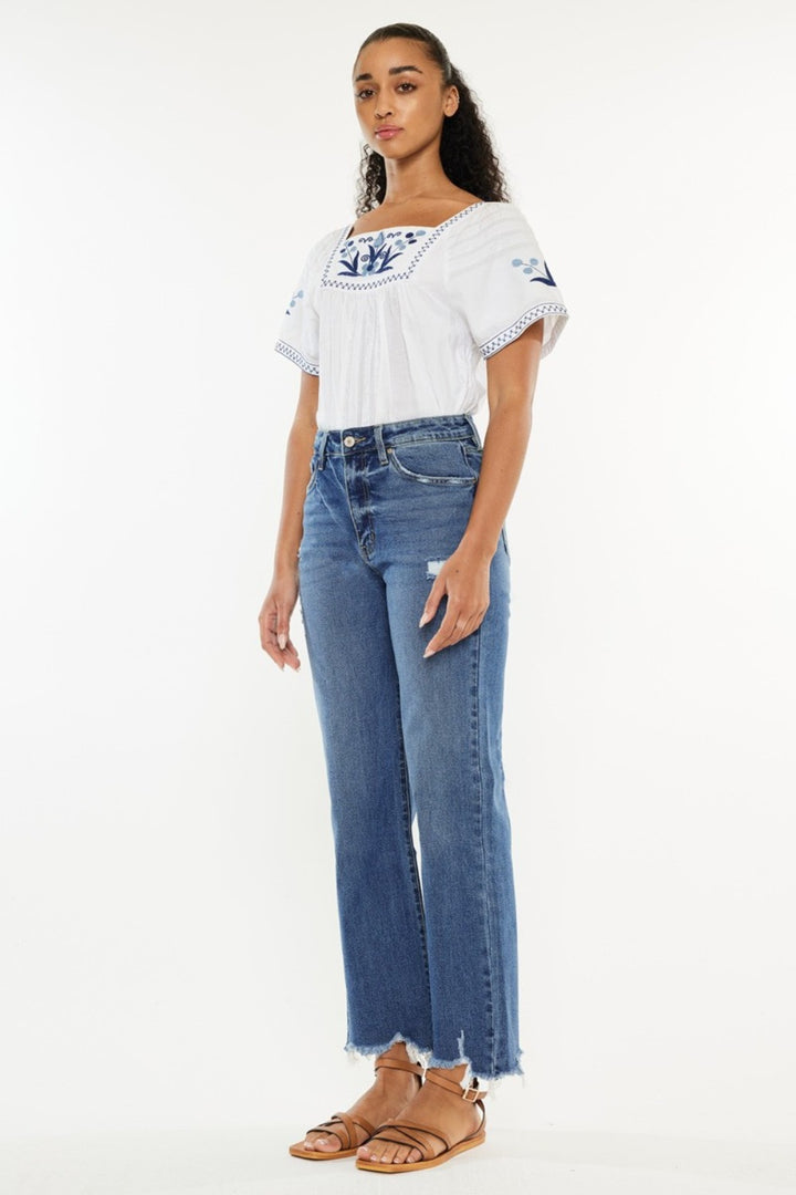 Kancan Edge High Rise Slim Wide Leg Jeans