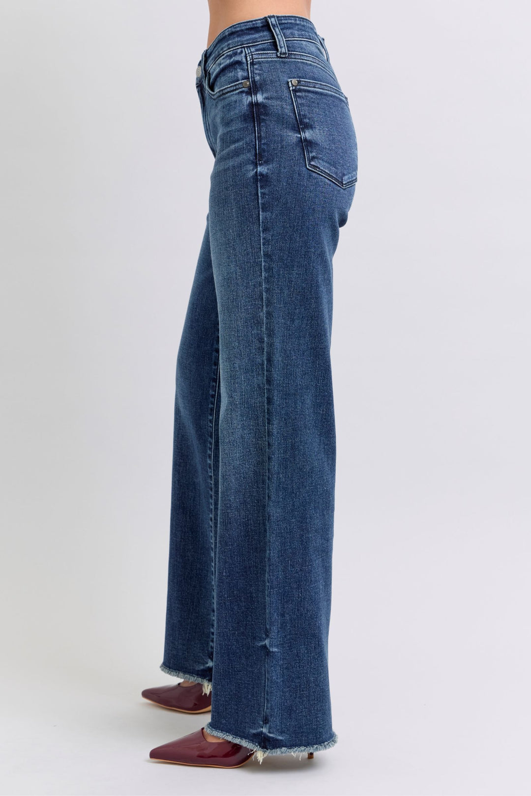 Judy Blue Angie Raw Hem Mid Rise Jeans