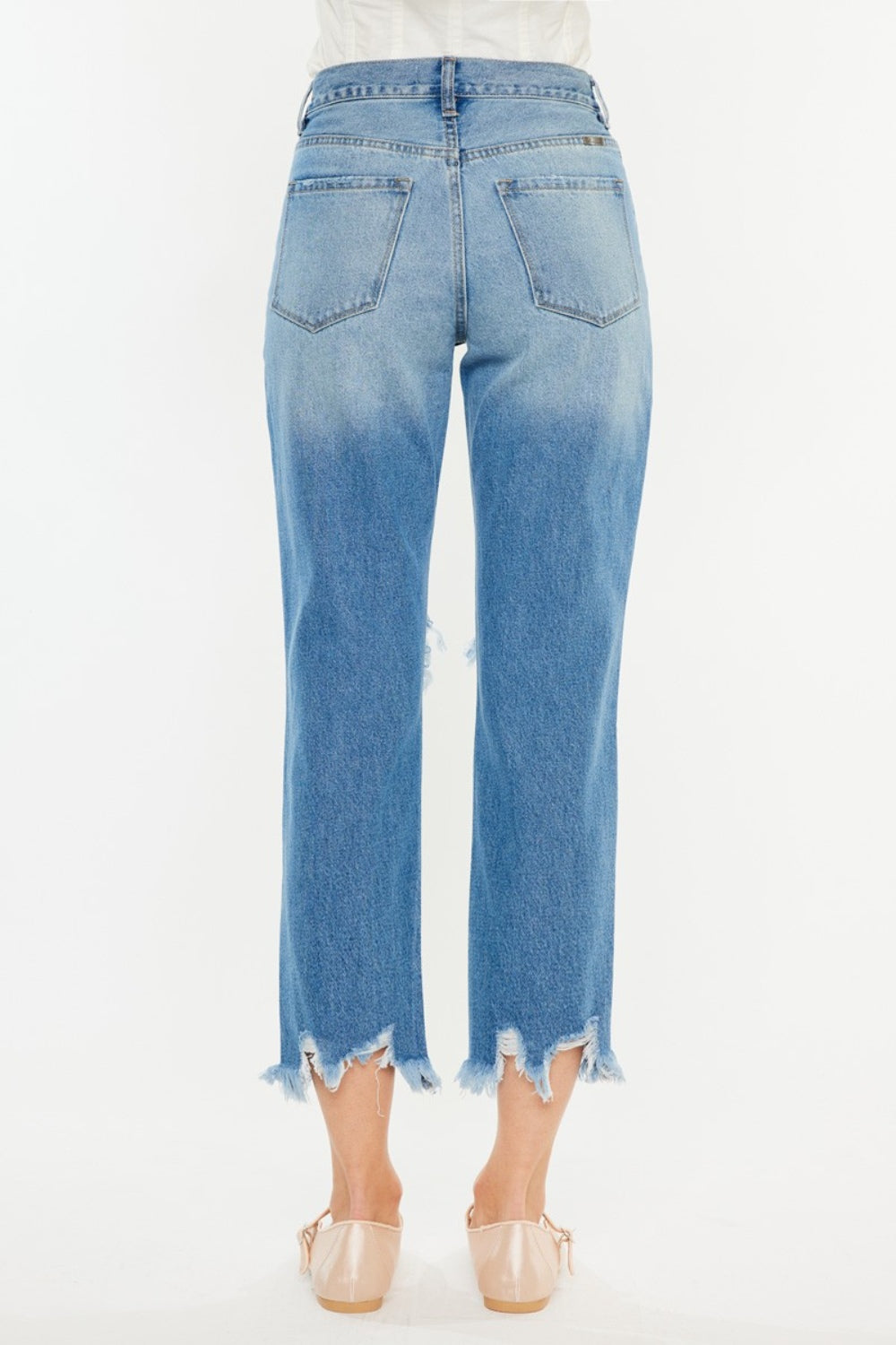 Kancan Emma Distressed Frayed Hem Cropped Jeans