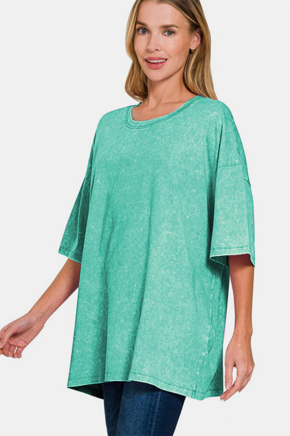 Zenana Washed Oversized T-Shirt In Turquoise