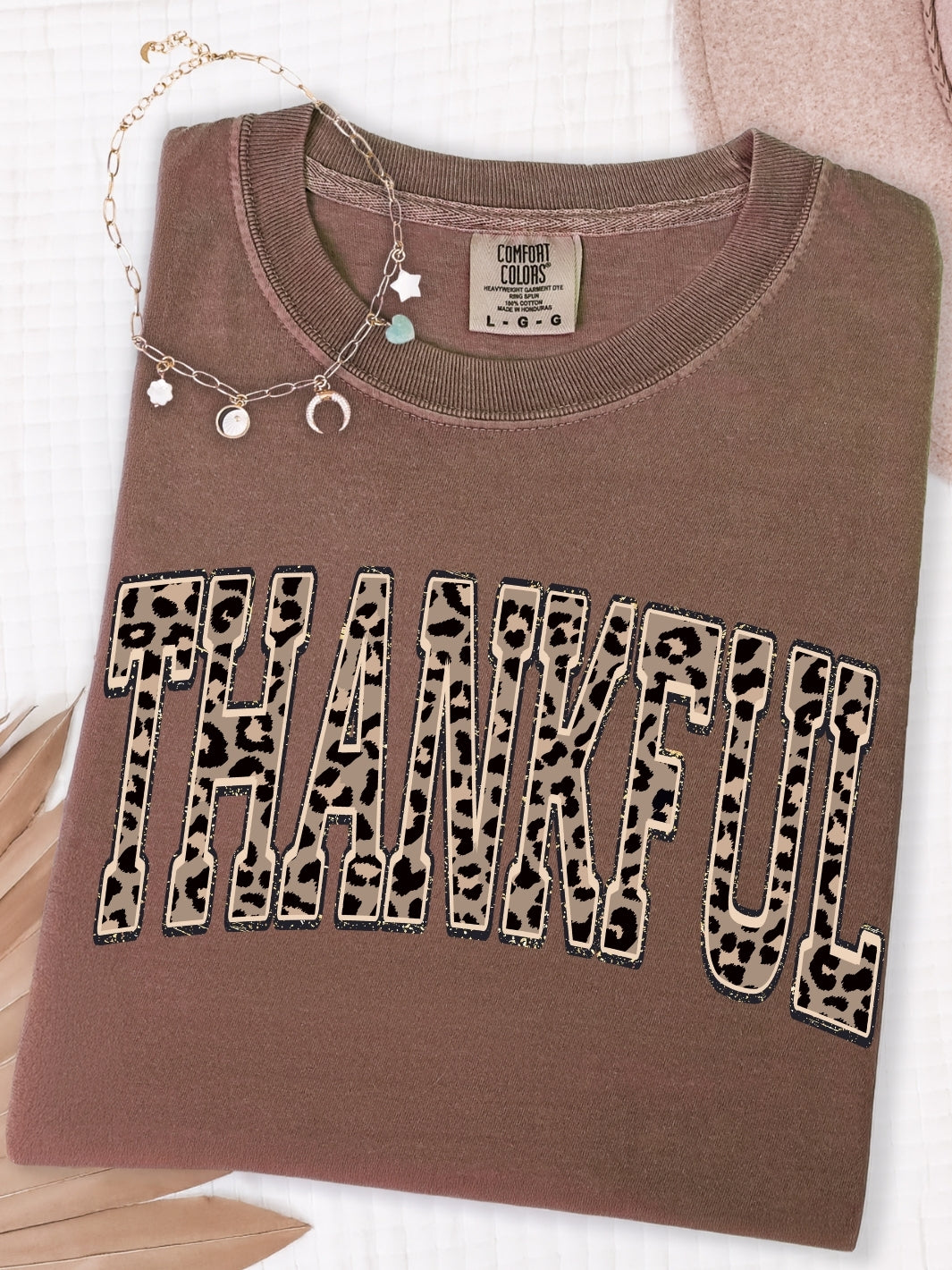 Retro Leopard Print Thankful Comfort Colors Graphic Tee