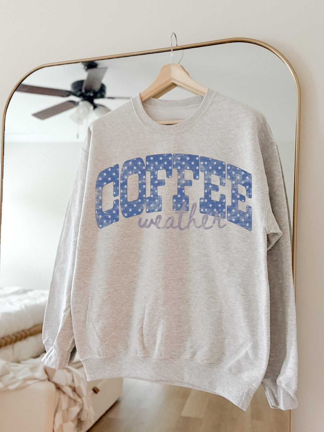 Retro Polka Dot Coffee Weather Graphic Crewneck Sweatshirt
