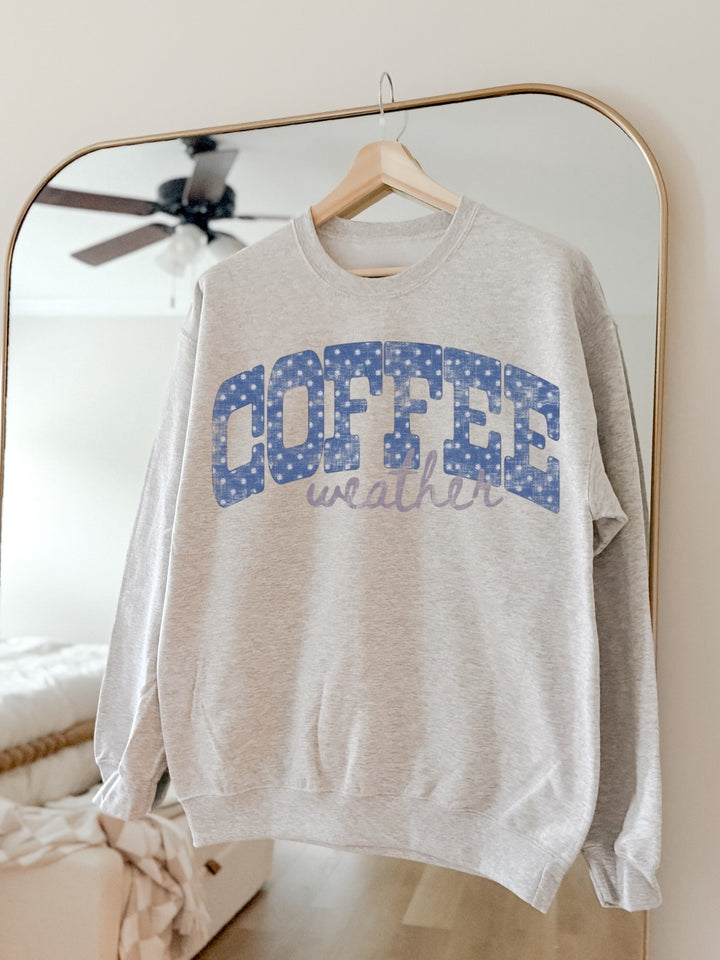 Retro Polka Dot Coffee Weather Graphic Crewneck Sweatshirt