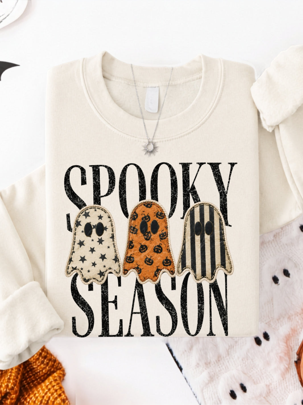 Retro Ghost Spooky Season Graphic Crewneck Sweatshirt