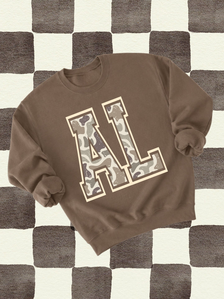 Alabama Varsity Camo Print Graphic Crewneck Sweatshirt