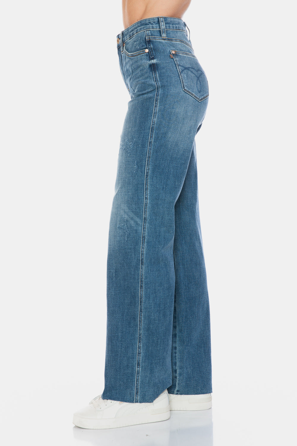 Judy Blue Faye Tummy Control Cut Raw Hem Straight Jeans