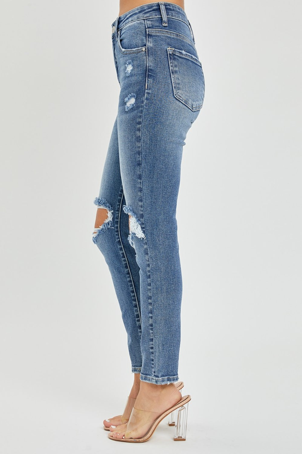 Risen Spice High Rise Knee Distressed Skinny Jeans