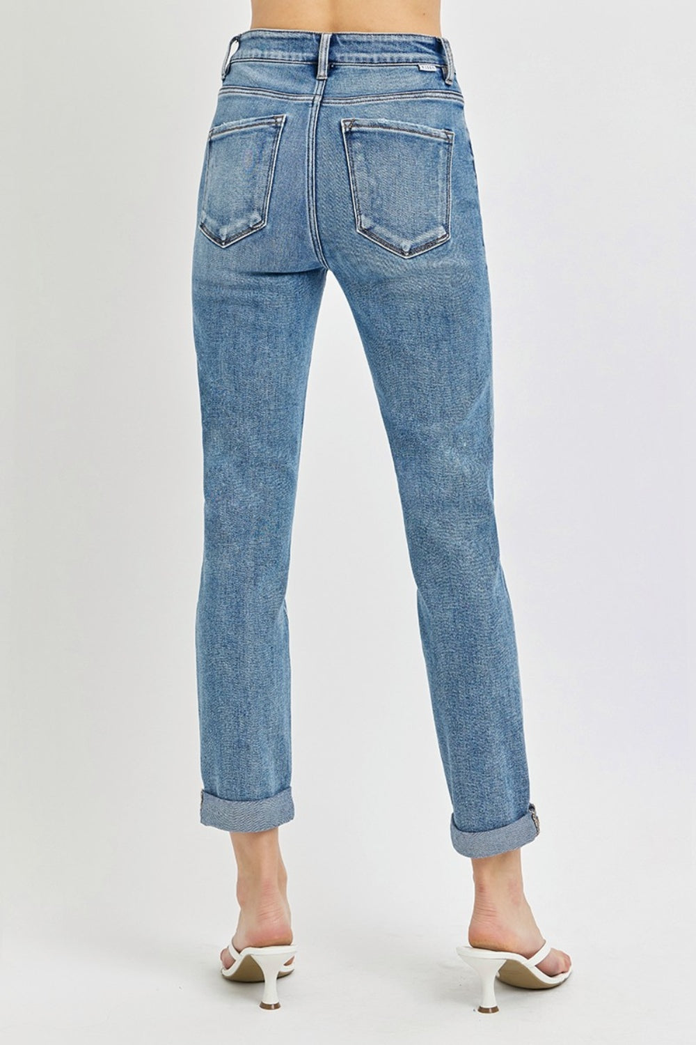 Risen Annie High Rise Cropped Roll Up Jeans