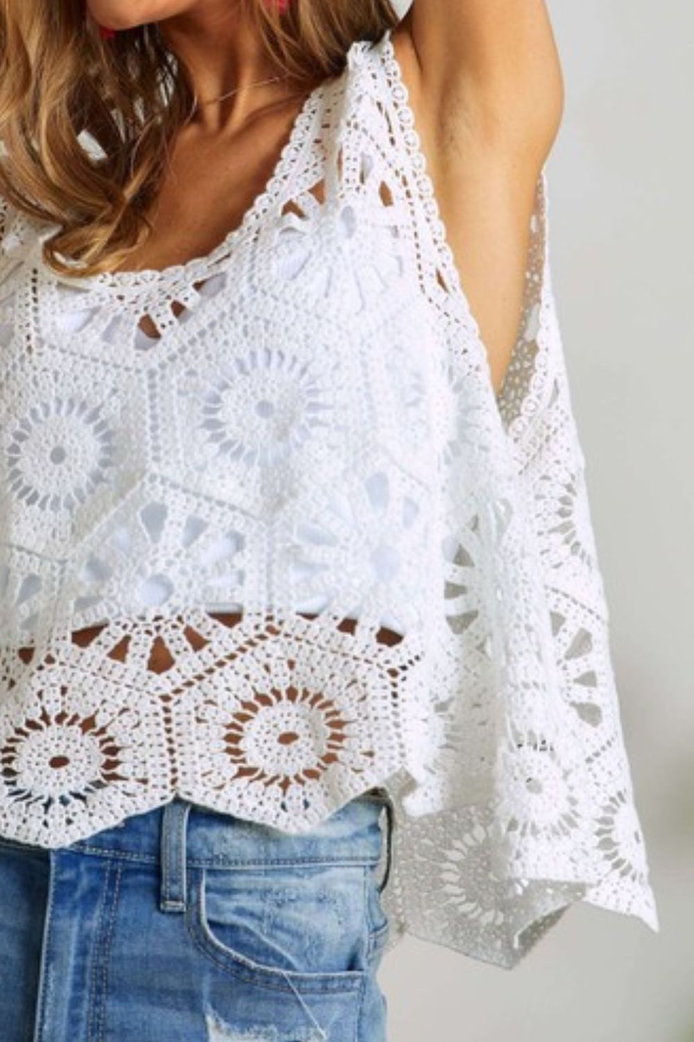 ADORA Crochet Knit Cover Up In White