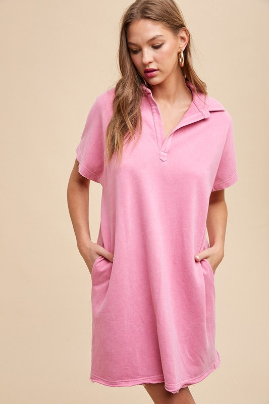 Annie Wear Mineral Washed Dress In Fuchsia