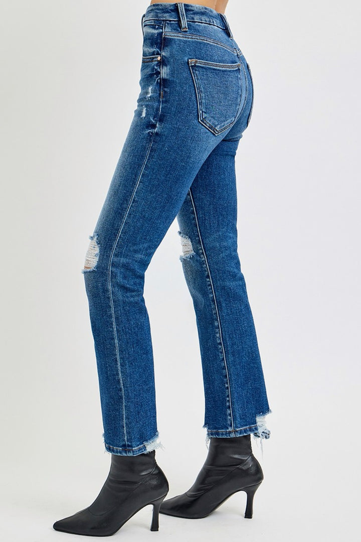 RISEN Pina High Rise Distressed Crop Straight Jeans