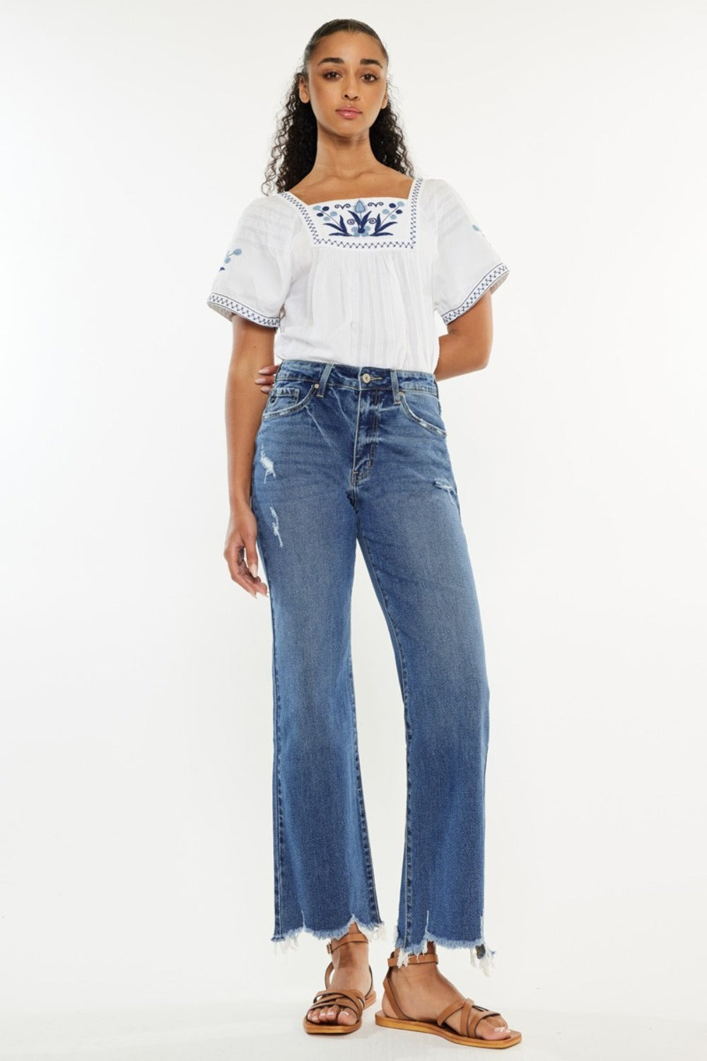 Kancan Edge High Rise Slim Wide Leg Jeans