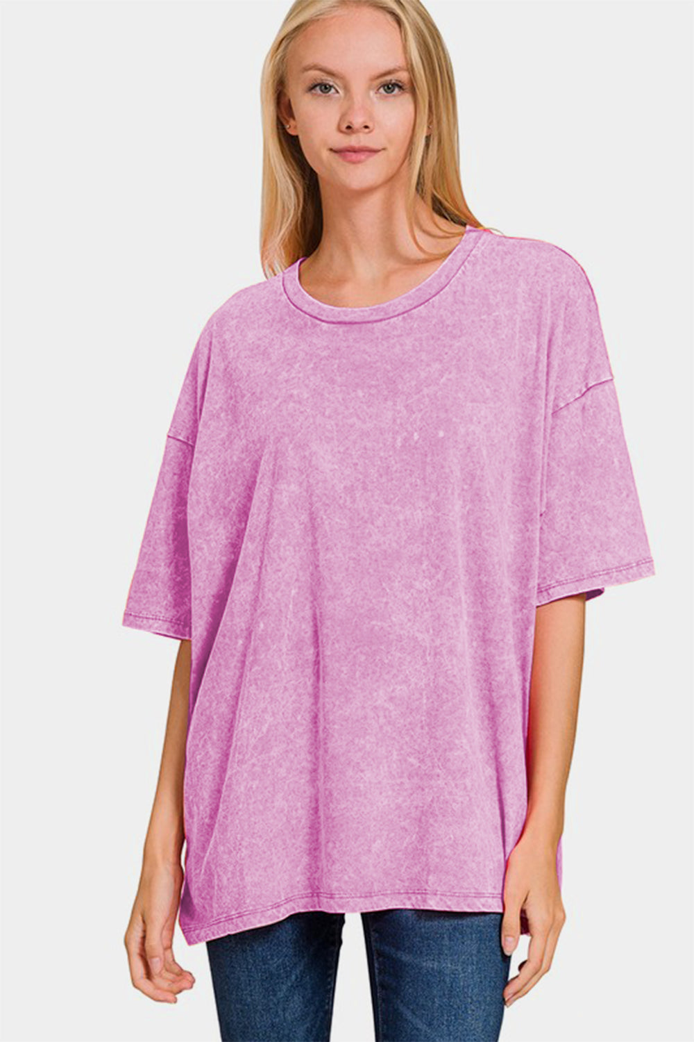 Zenana Washed Oversized T-Shirt In Moonlit Mauve