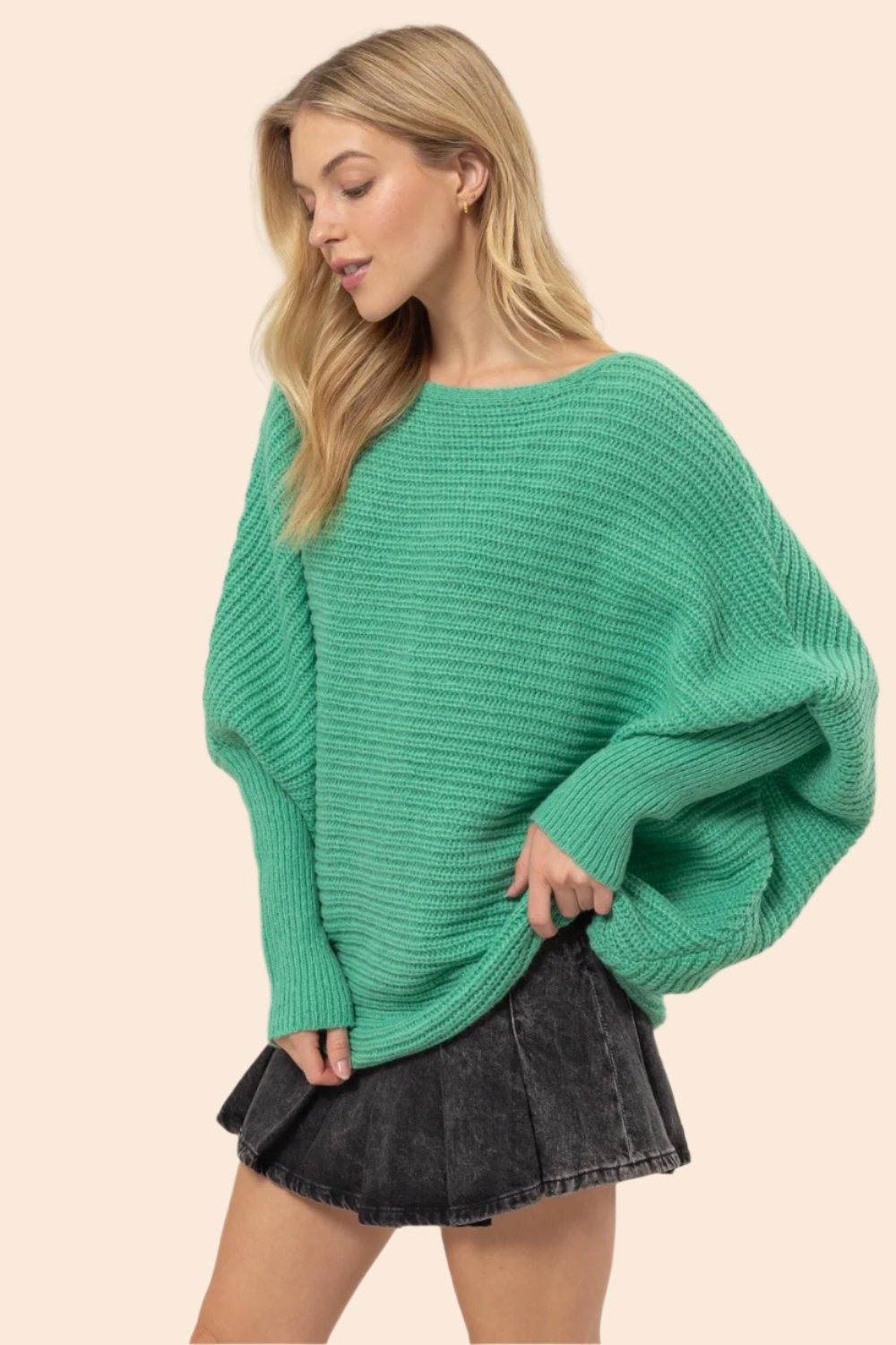 HYFVE Dolman Sleeve Oversized Sweater In Green