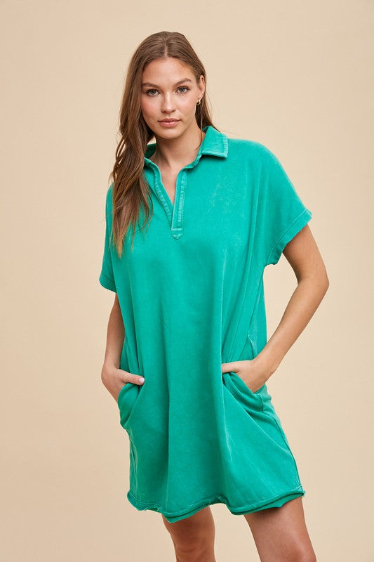 Annie Wear Mineral Washed Dress In Turquoise