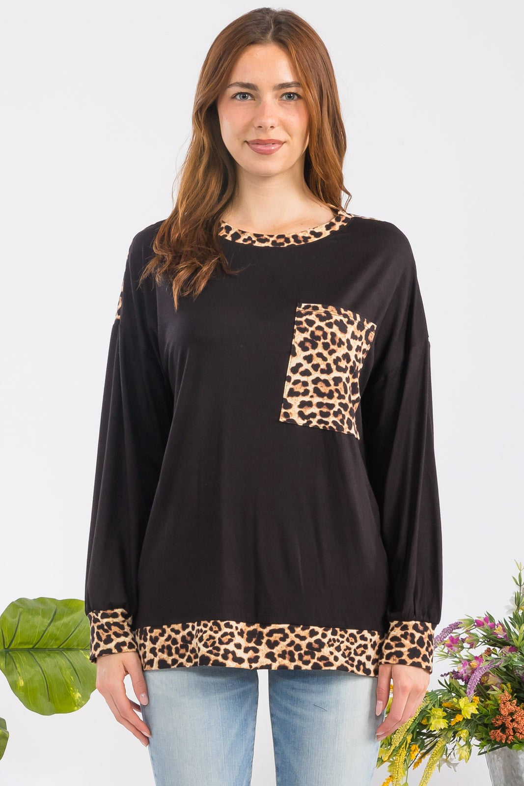 Celeste Leopard Top In Black