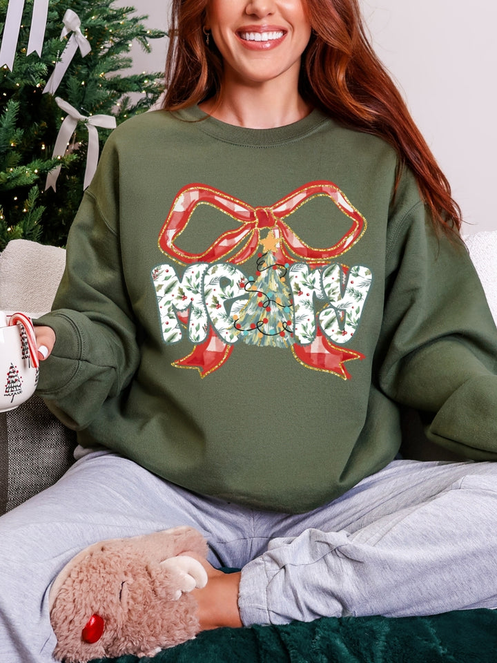 Gildan Christmas Preppy Floral Merry Sweatshirt