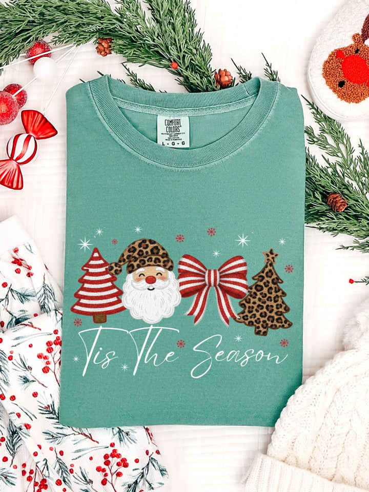 Comfort Colors Leopard and Strip Christmas T-Shirt