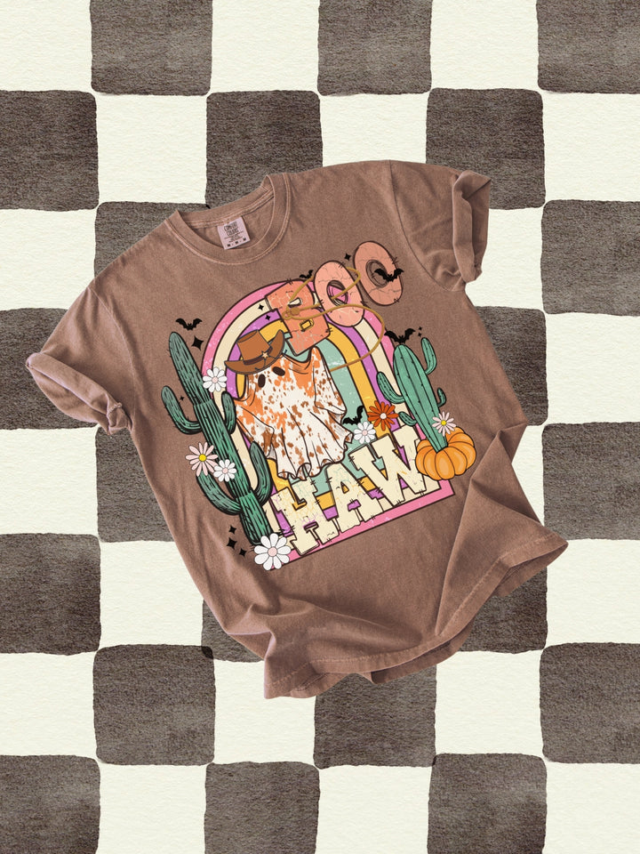 Western Halloween Boo Haw Comfort Colors Graphic Tee