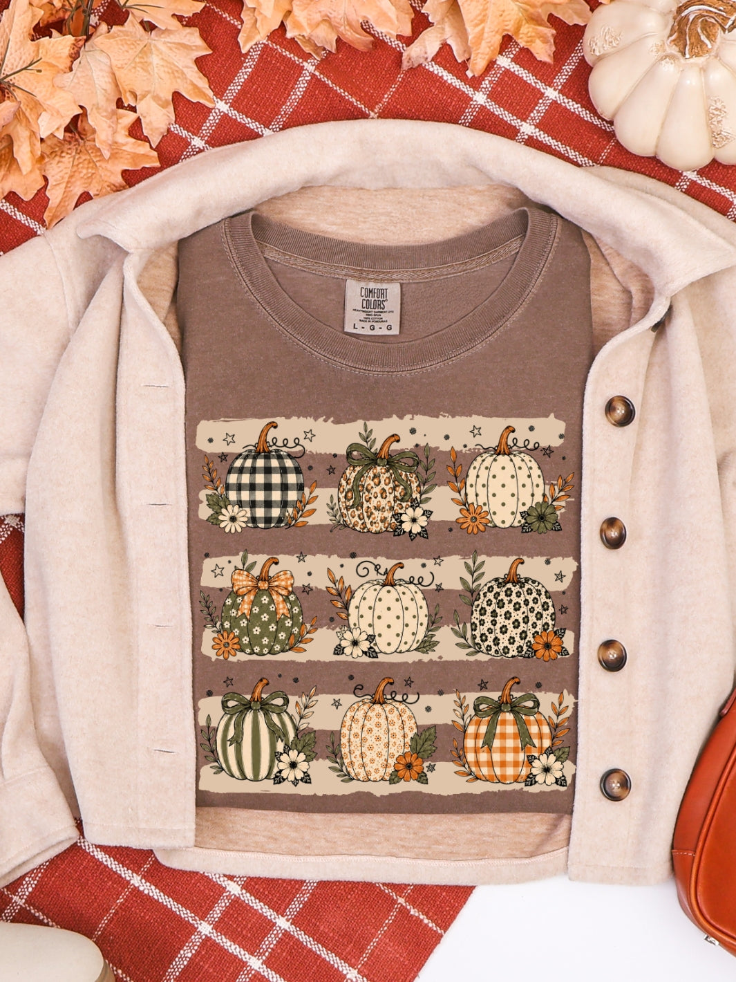 Retro Boho Pumpkin Preppy Fall Graphic Comfort Colors Tee