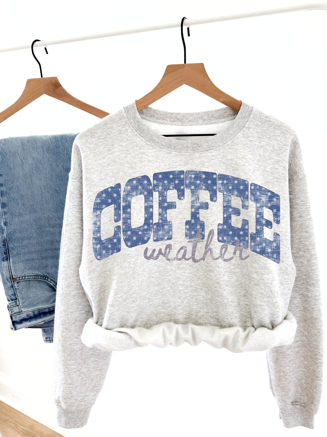 Retro Polka Dot Coffee Weather Graphic Crewneck Sweatshirt