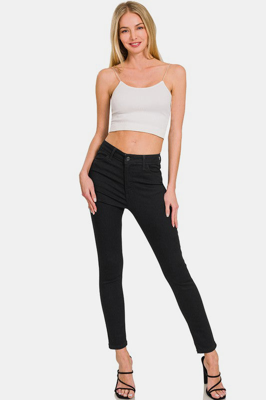 Zenana High Rise Skinny Jeans with Pockets In Black