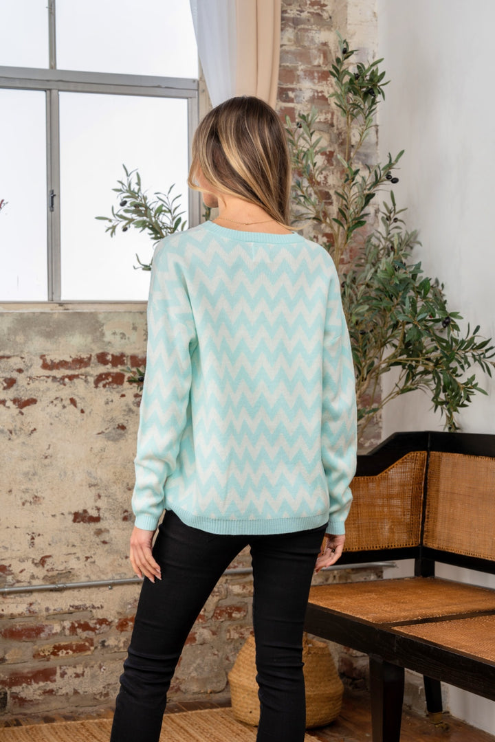 Sew In Love Wave Stripe Sweater In Mint