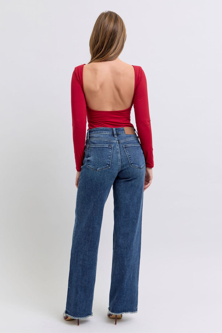 Judy Blue Angie Raw Hem Mid Rise Jeans