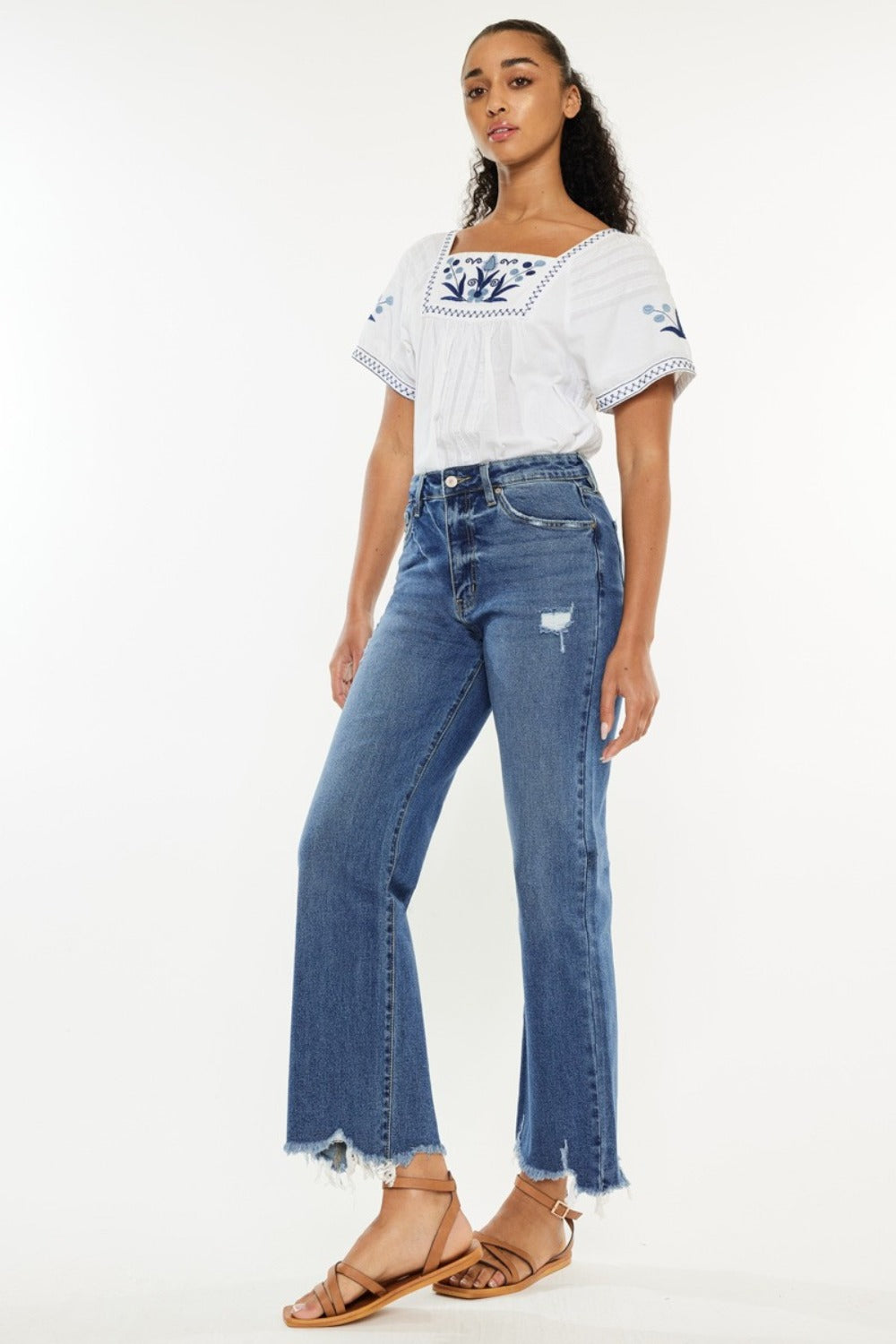 Kancan Edge High Rise Slim Wide Leg Jeans