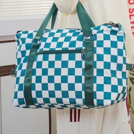 Girly Checkered Multi-Pocket Travel Bag