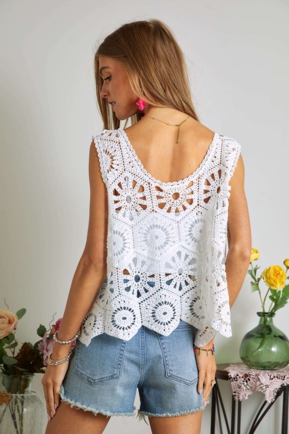 ADORA Crochet Knit Cover Up In White