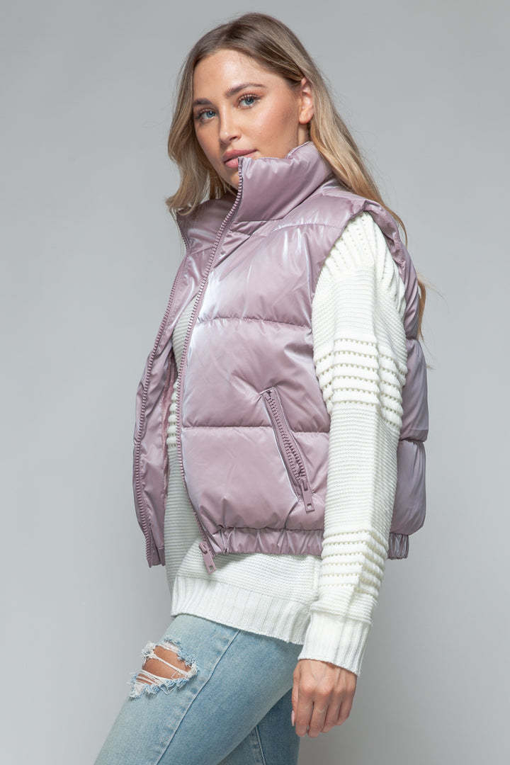 Snobbish Fine Fur Lining Quilted Vest In Dark Rose