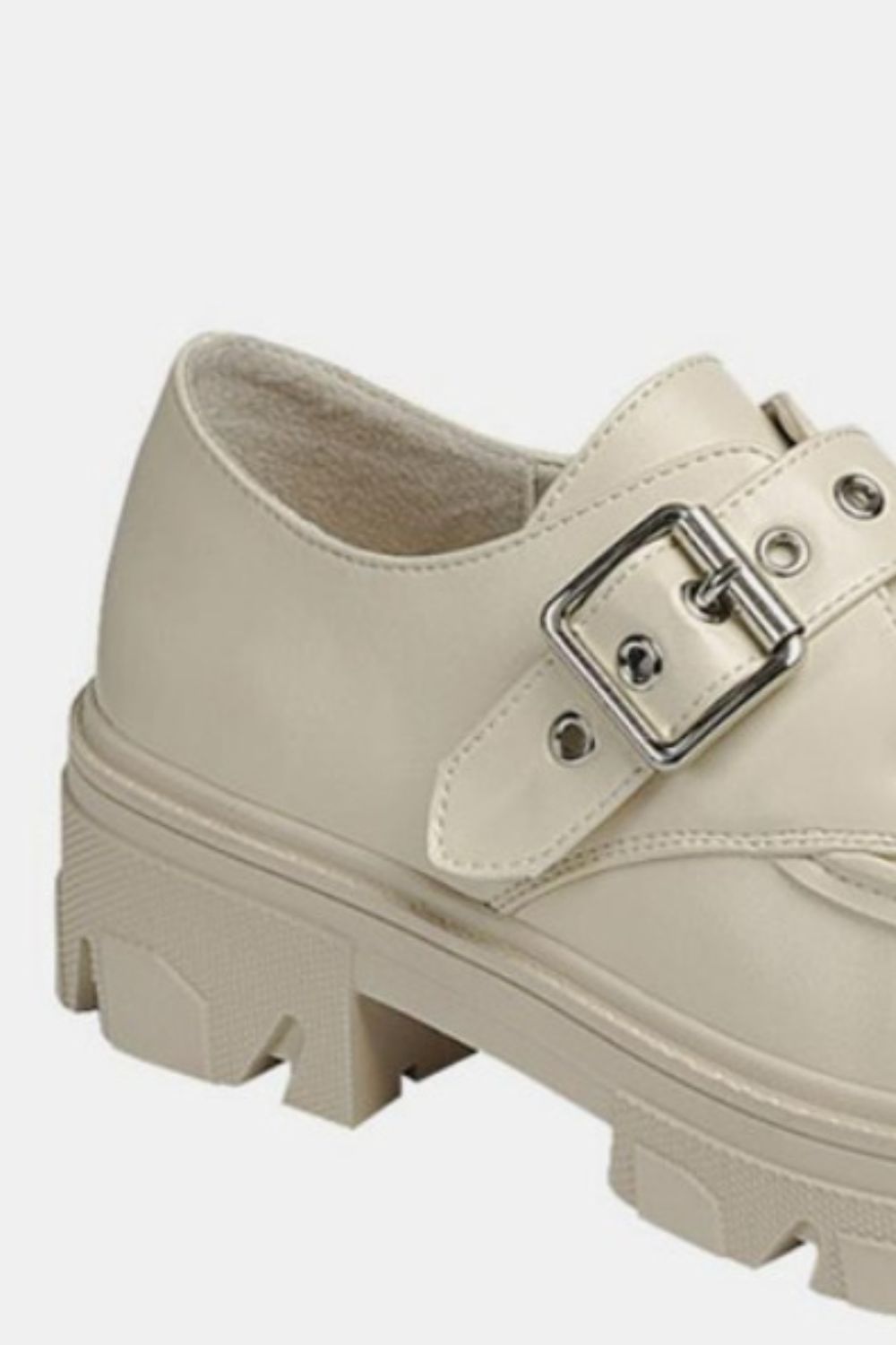 Buckled Platform Lug Sole Loafers In Bone