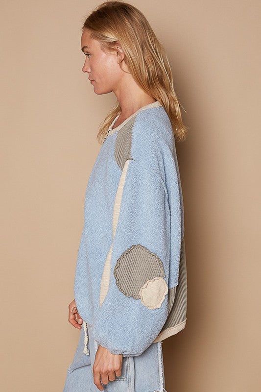 POL Color Block Half Zip Sweatshirt In Pastel