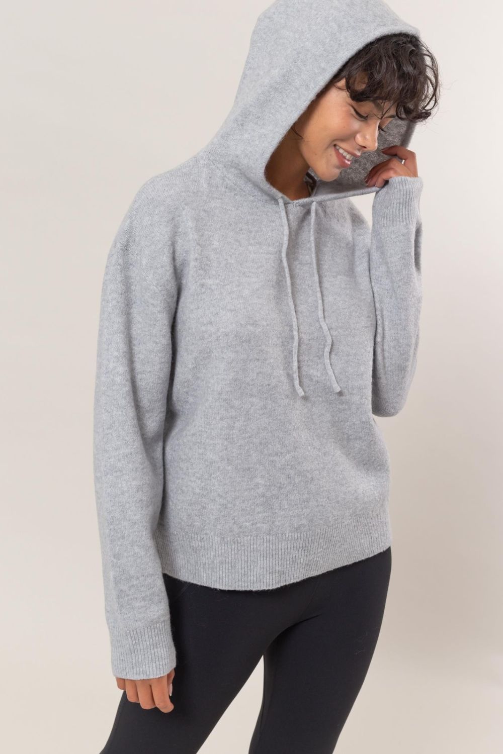 HYFVE Drawstring Long Sleeve Hooded Sweater In Gray