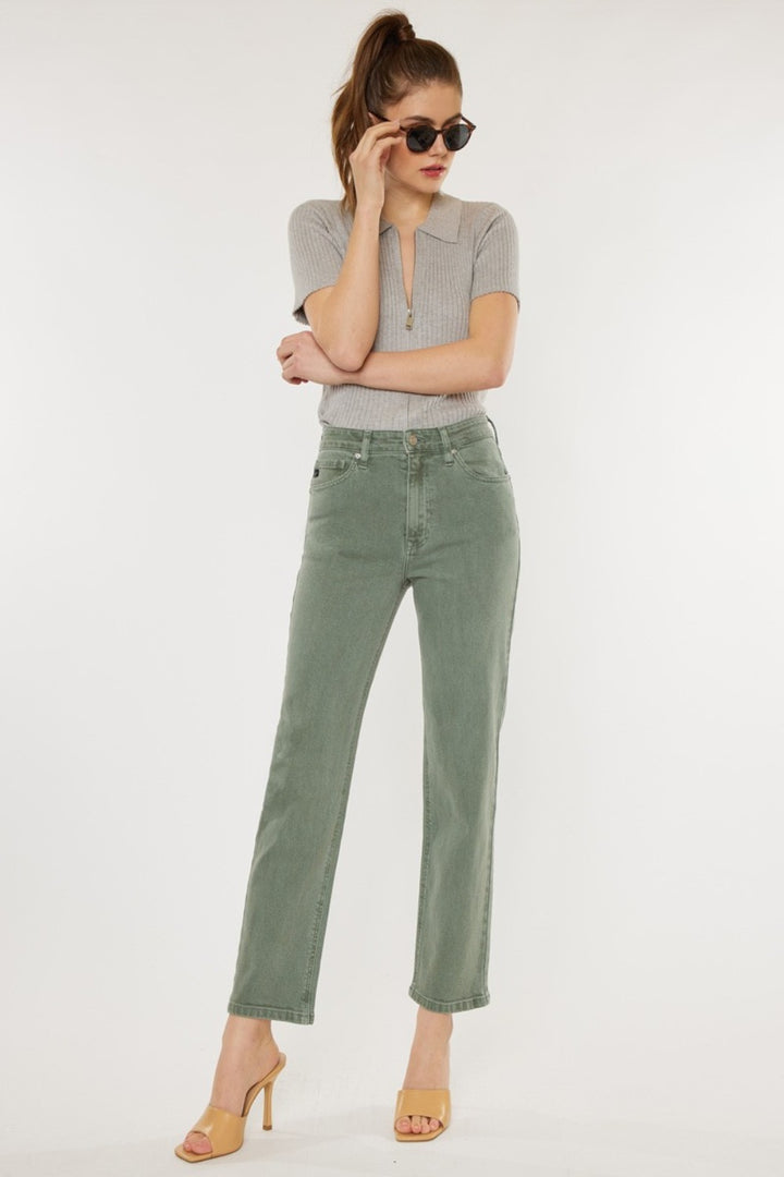 Kancan Olive Ultra High Rise Straight Jeans