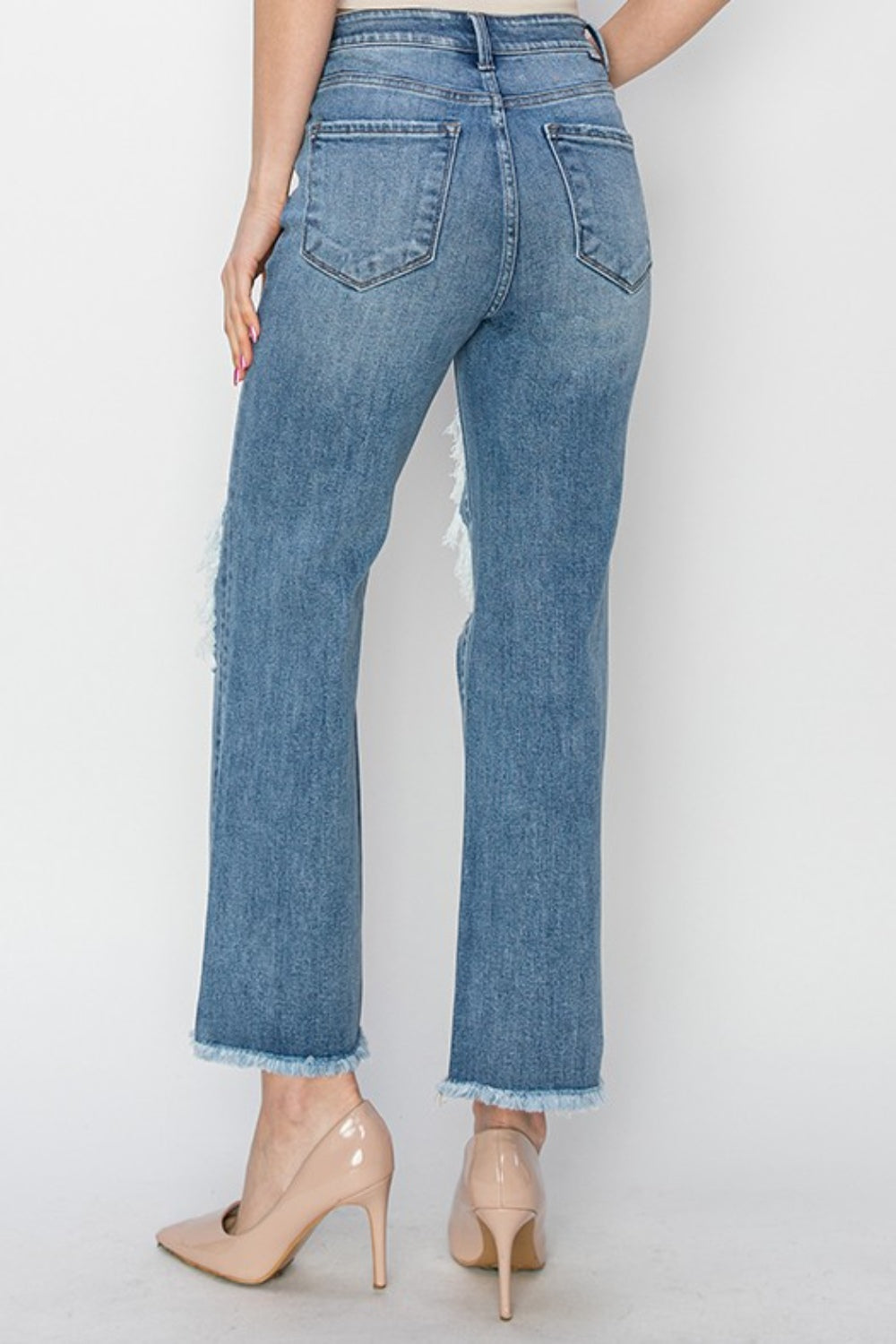 Paula High Rise Distressed Crop Straight Jeans