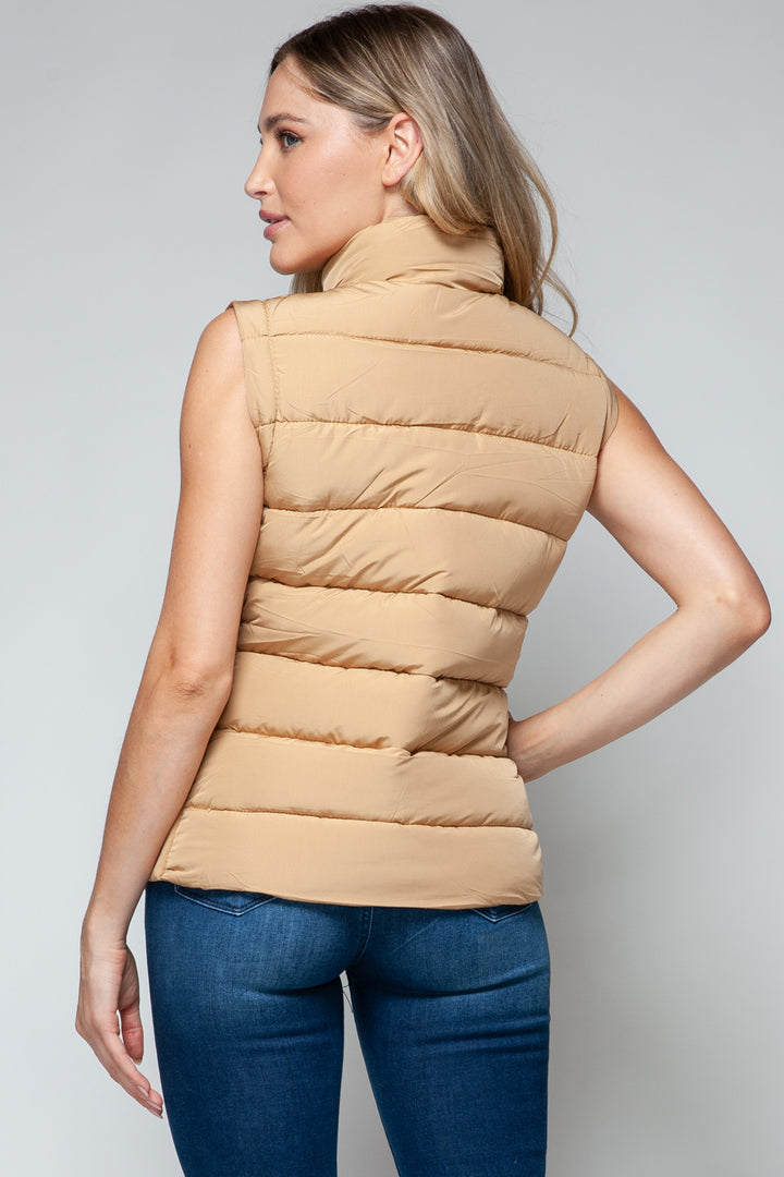 Snobbish Zip Up Turtleneck Vest with Pockets In Iced Coffee