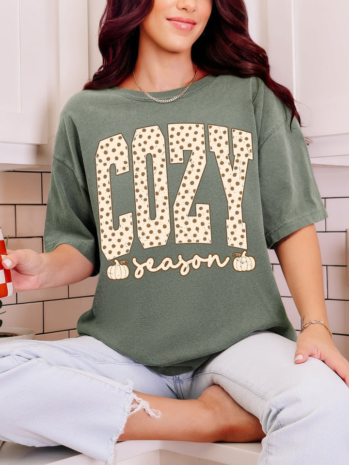 Retro Polka Dots Cozy Season Comfort Colors Graphic Tee