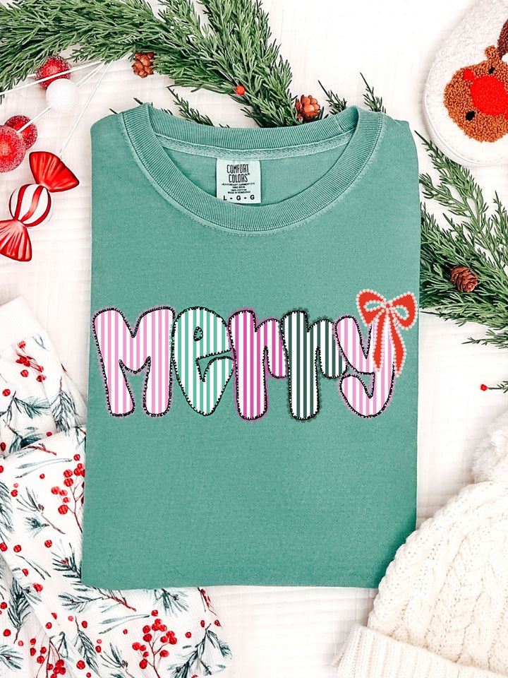 Comfort Colors Preppy Coquette Merry T-Shirt