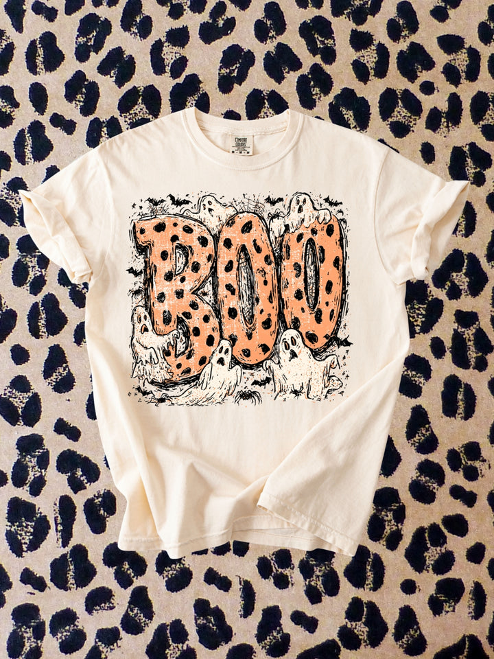 Retro Polka Dot Boo Comfort Colors Graphic Tee