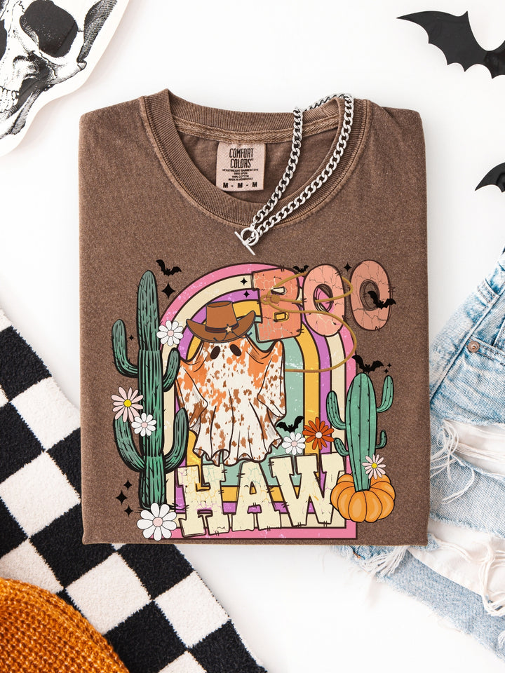 Western Halloween Boo Haw Comfort Colors Graphic Tee