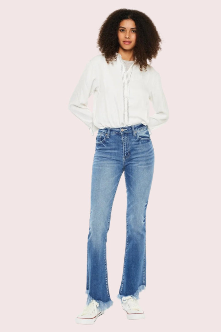 Kancan Beth High Rise Frayed Hem Jeans