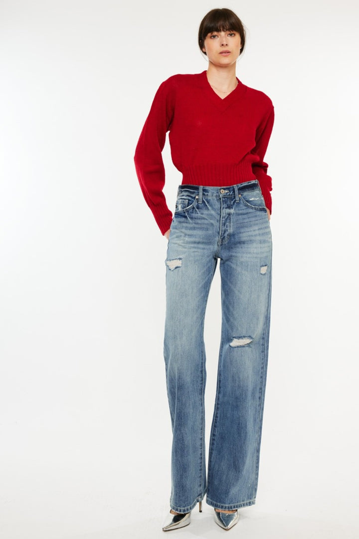 Kancan Sadie Distressed High Waist Bootcut Jeans