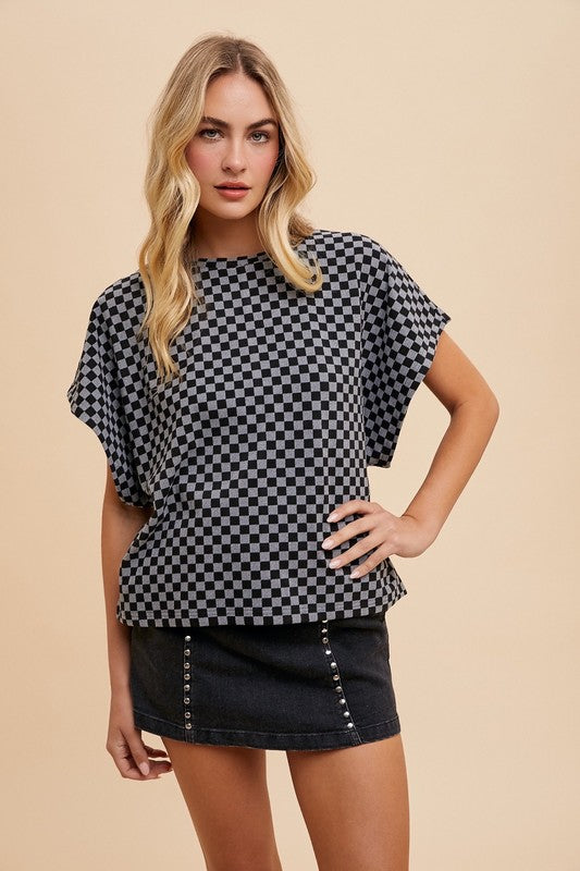 Annie Wear Checkered Top In In Black